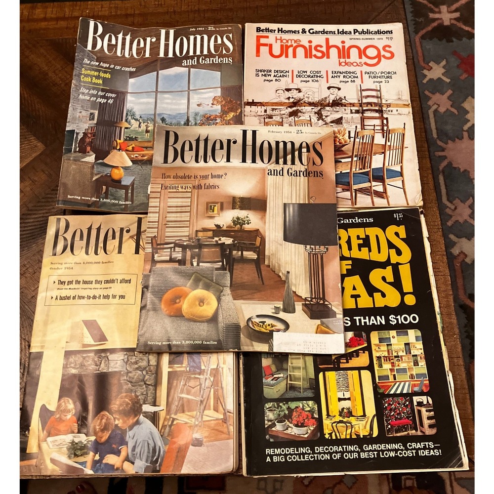 Vintage Better Homes and Gardens Magazine Lot‎ 1954 1968 1972 MCM Decor 5 Issues